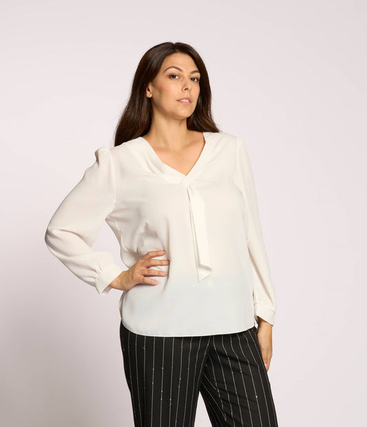 Casacca con scollo a V e sciarpina curvy