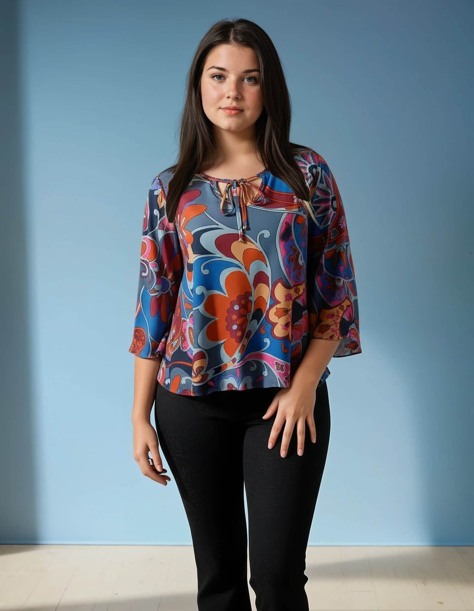 Casacca con volant e dettagli sullo scollo curvy