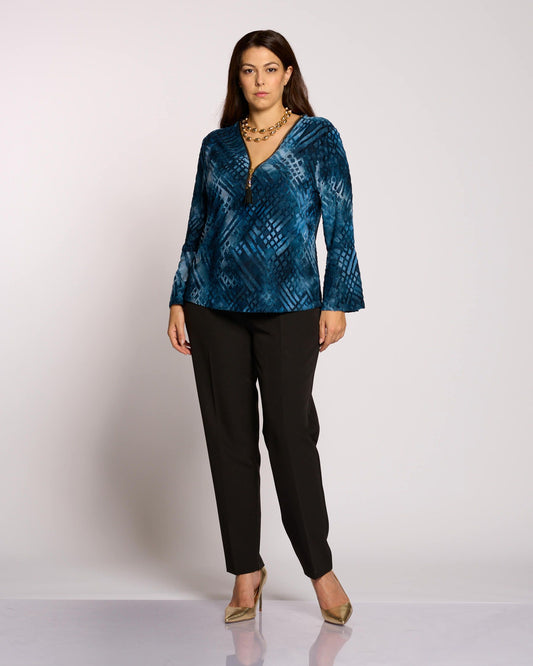 Casacca devoré con zip e polsi svasati curvy