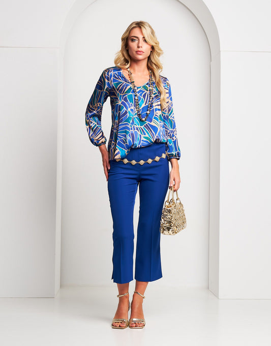 Casacca fantasia smeraldo in raso