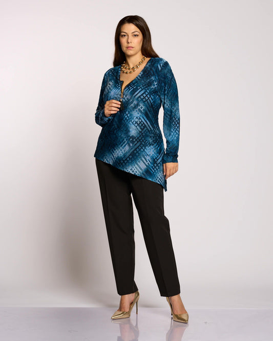 Casacca in devoré con punta e zip curvy