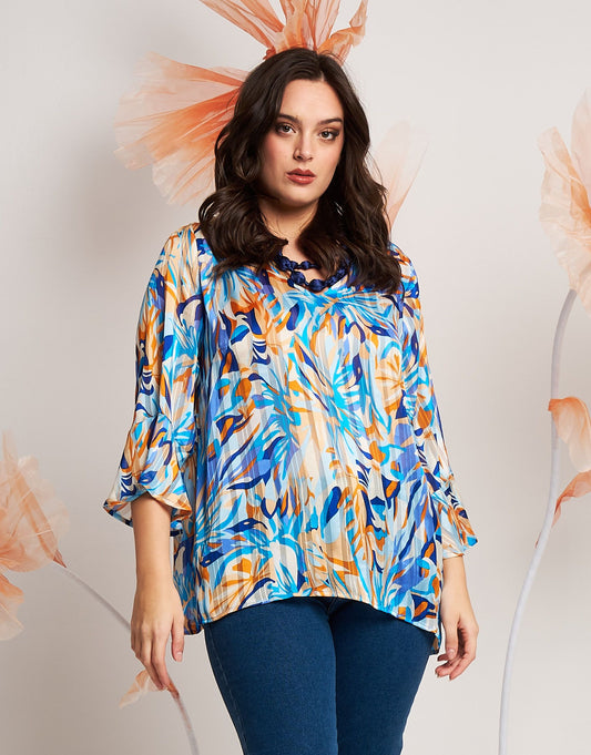 Casacca in georgette con scollo a V e volant curvy