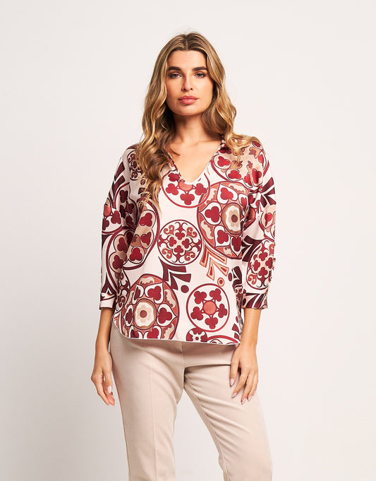 Casacca in raso bolli rubino