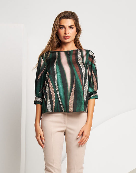 Casacca in raso con maniche a palloncino