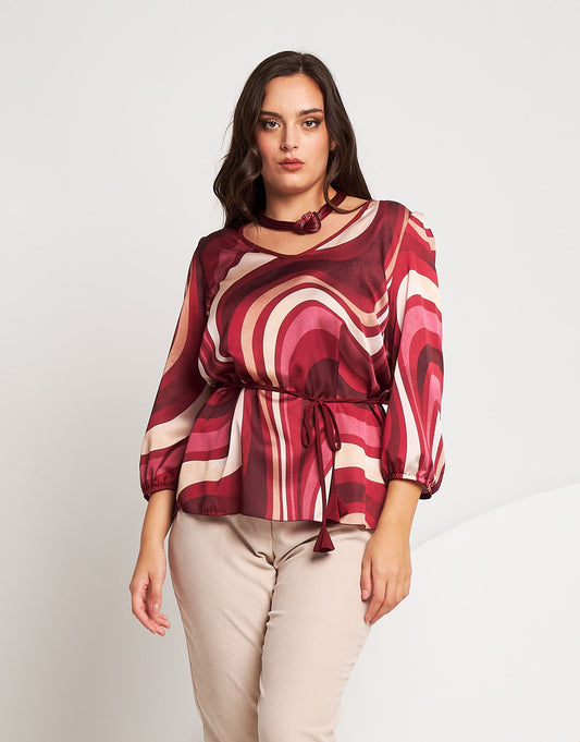 Casacca in raso fantasia onde curvy