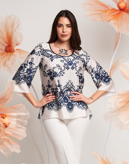 Casacca svasata in fantasia pizzo