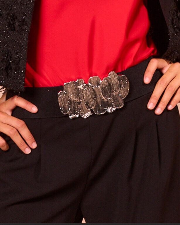 Cintura elastica con fibbia argento