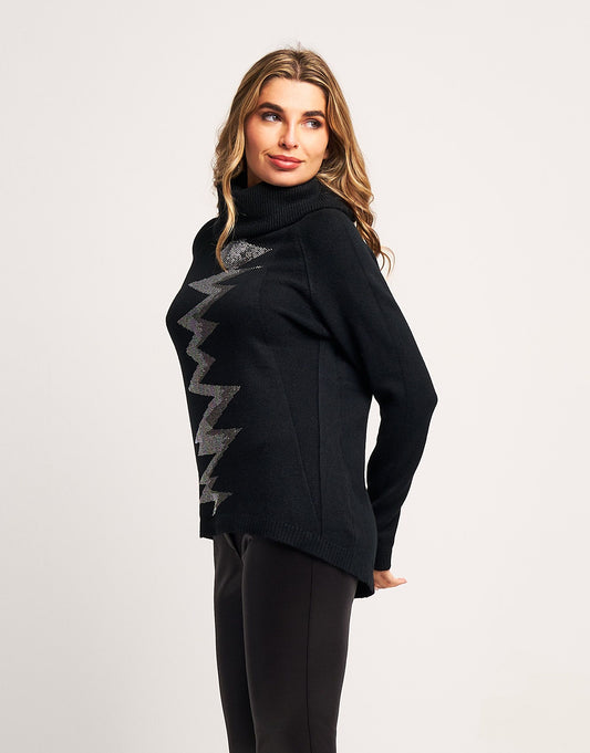 Dolcevita con zig-zag di strass