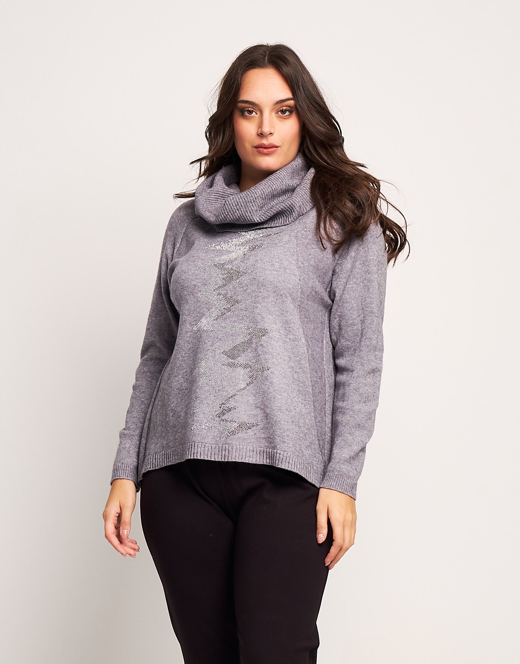 Dolcevita con zig-zag di strass curvy