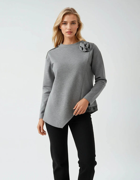 Felpa con applicazione e inserti