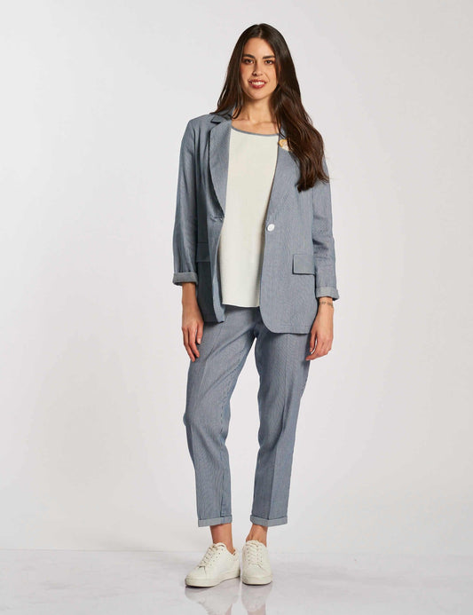 Giacca a righe con pattine e stemma