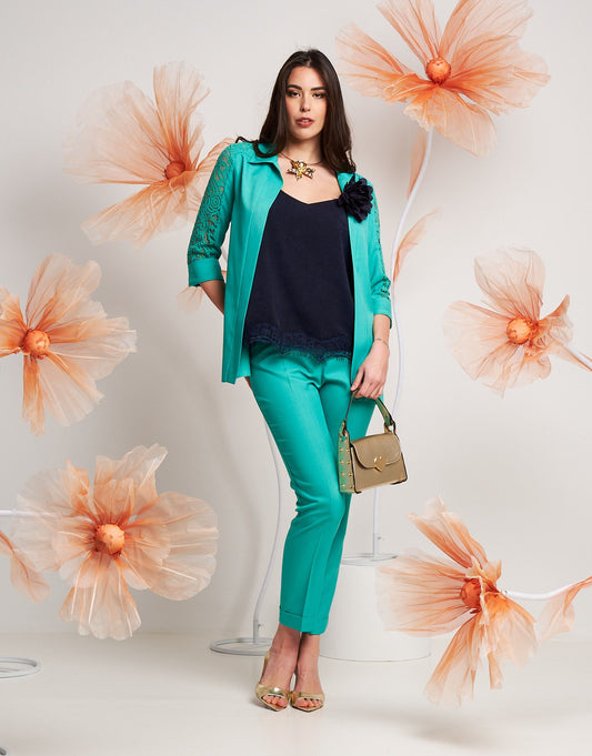 Giacca aperta con maniche in pizzo