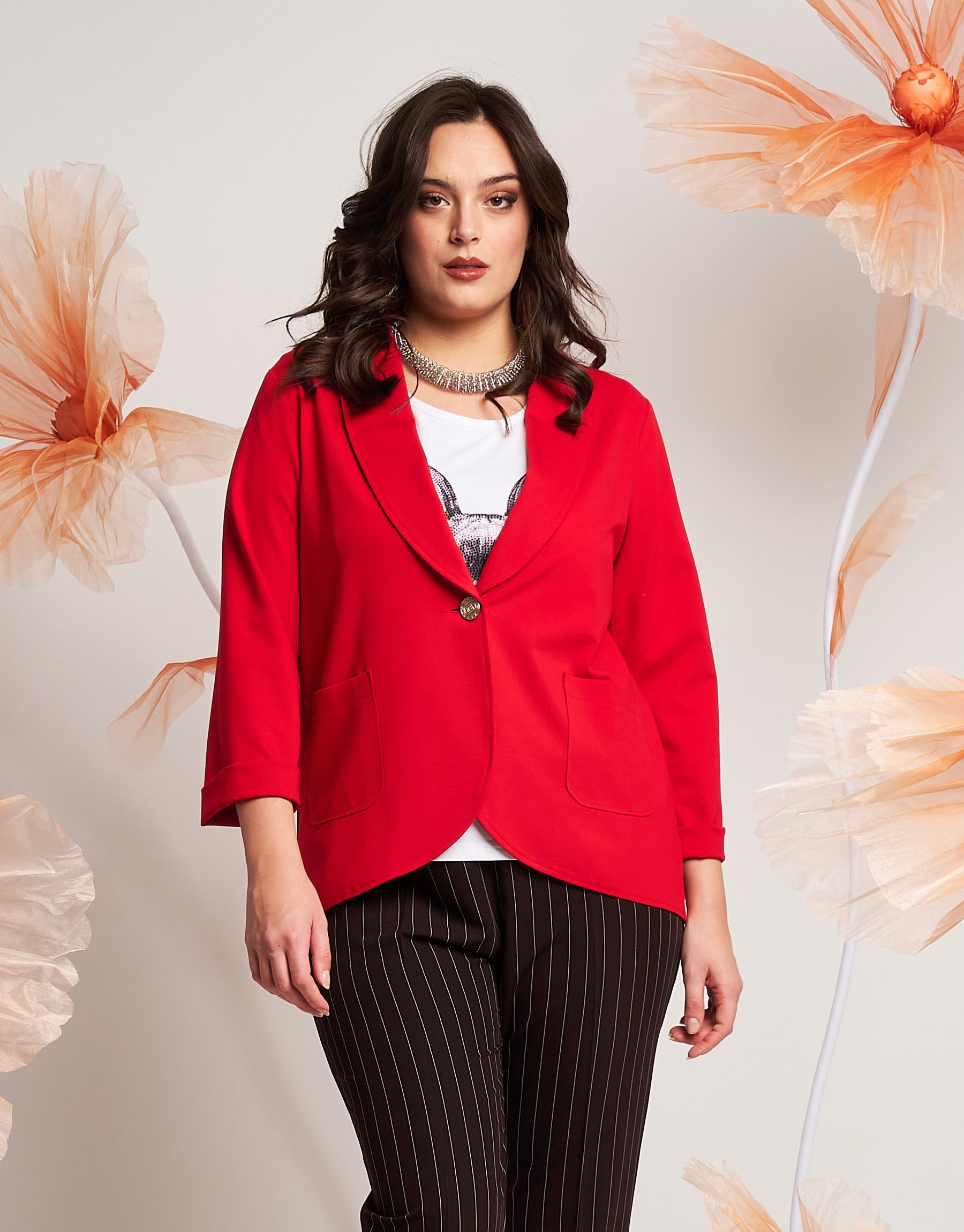 Giacca con collo a scialle e risvolti curvy