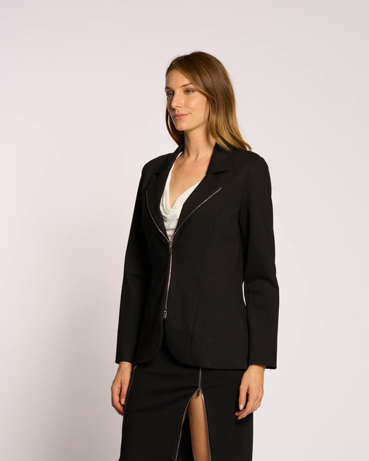 Giacca con revers e zip argento