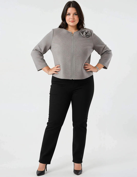 Giacca corta con zip e applicazione curvy