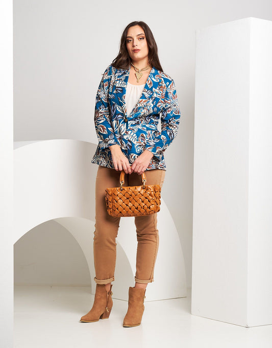 Giacca fantasia floreale pavone curvy