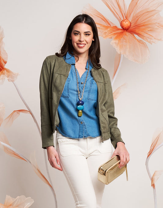 Giacca in ecosuede con zip