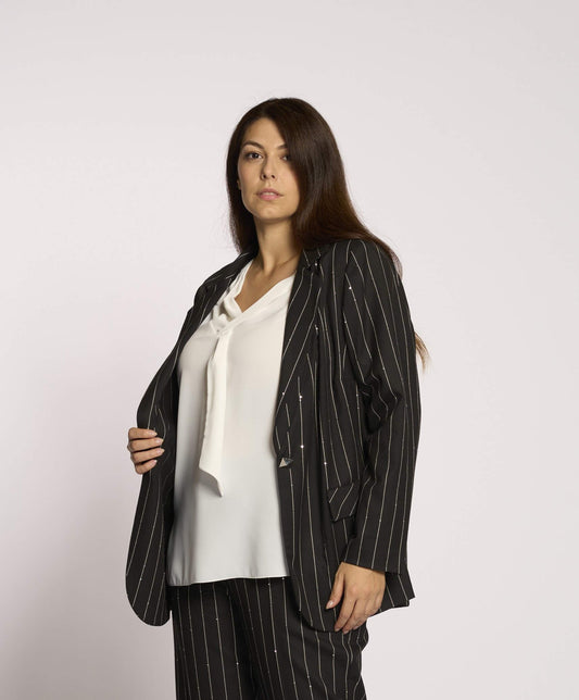 Giacca in gessato con paillettes curvy