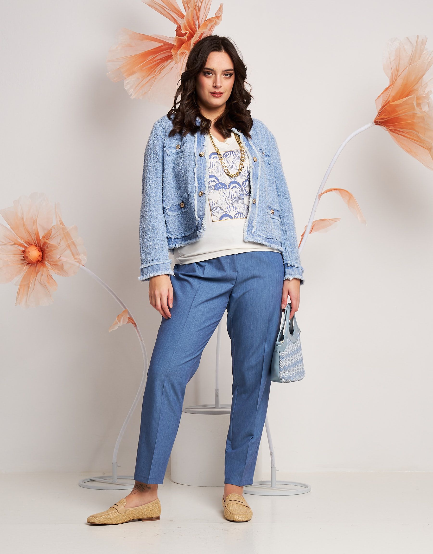 Giacca in jeans effetto bouclé curvy
