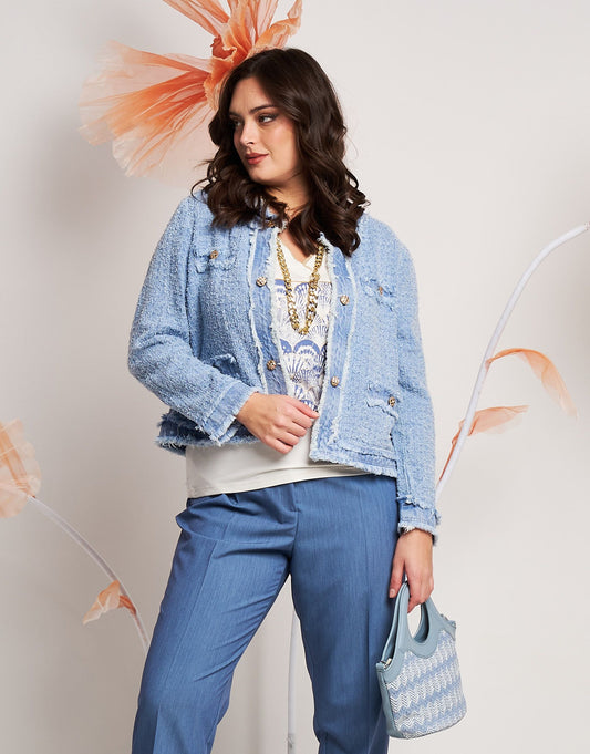 Giacca in jeans effetto bouclé curvy