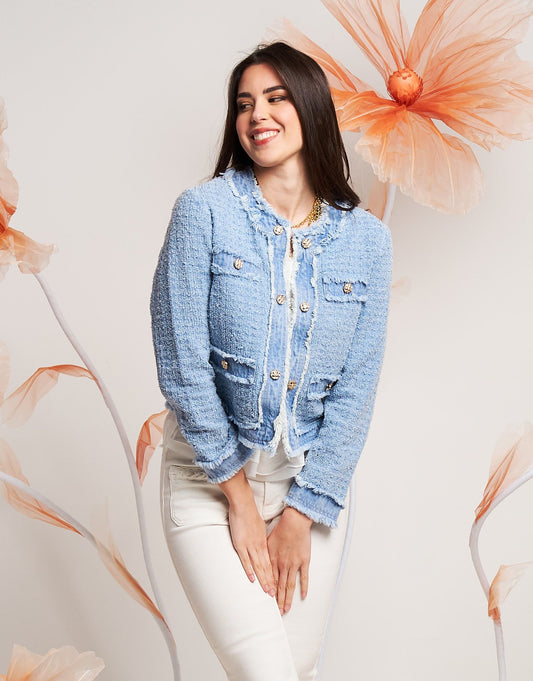 Giacca in jeans effetto bouclé