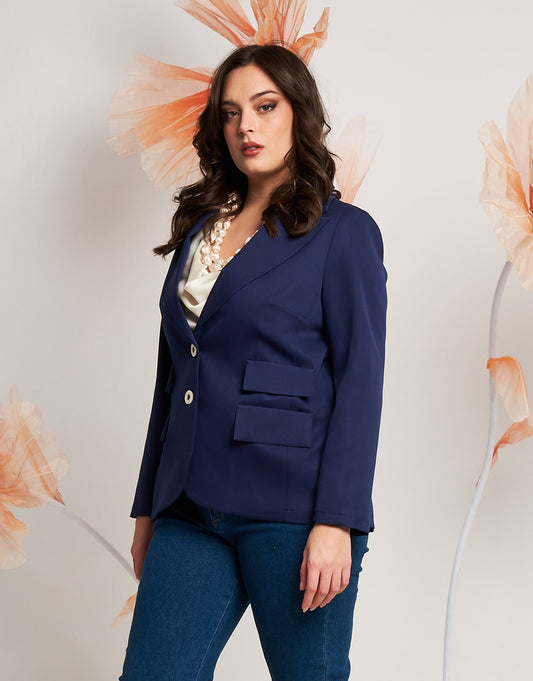 Giacca lunga con bottoni a contrasto curvy