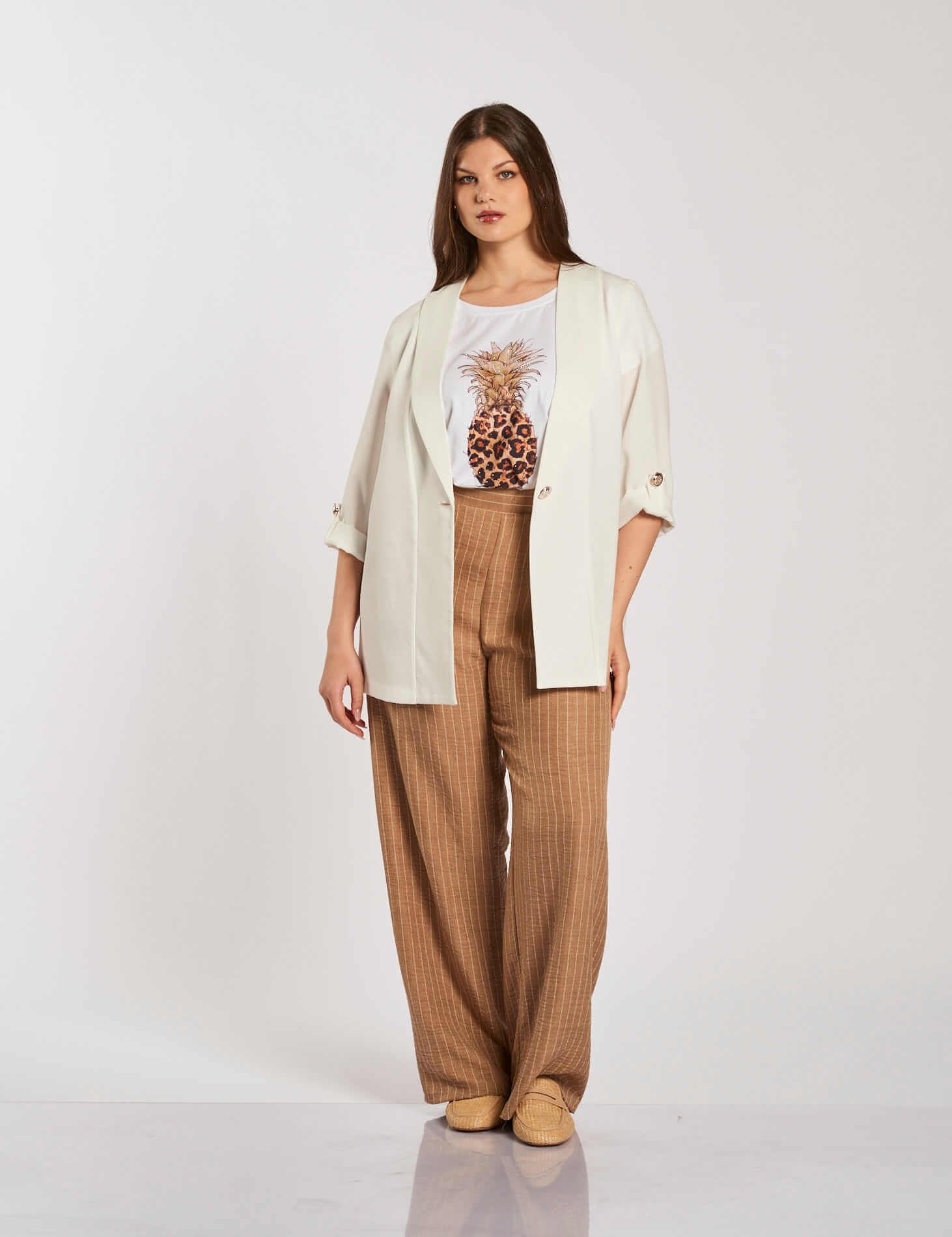 Giacca lunga con spacchi e risvolto curvy
