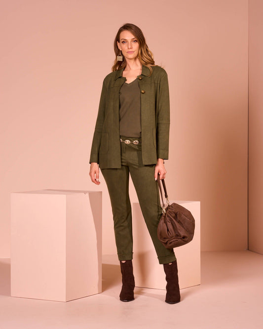 Giacca lunga con tasche e colletto