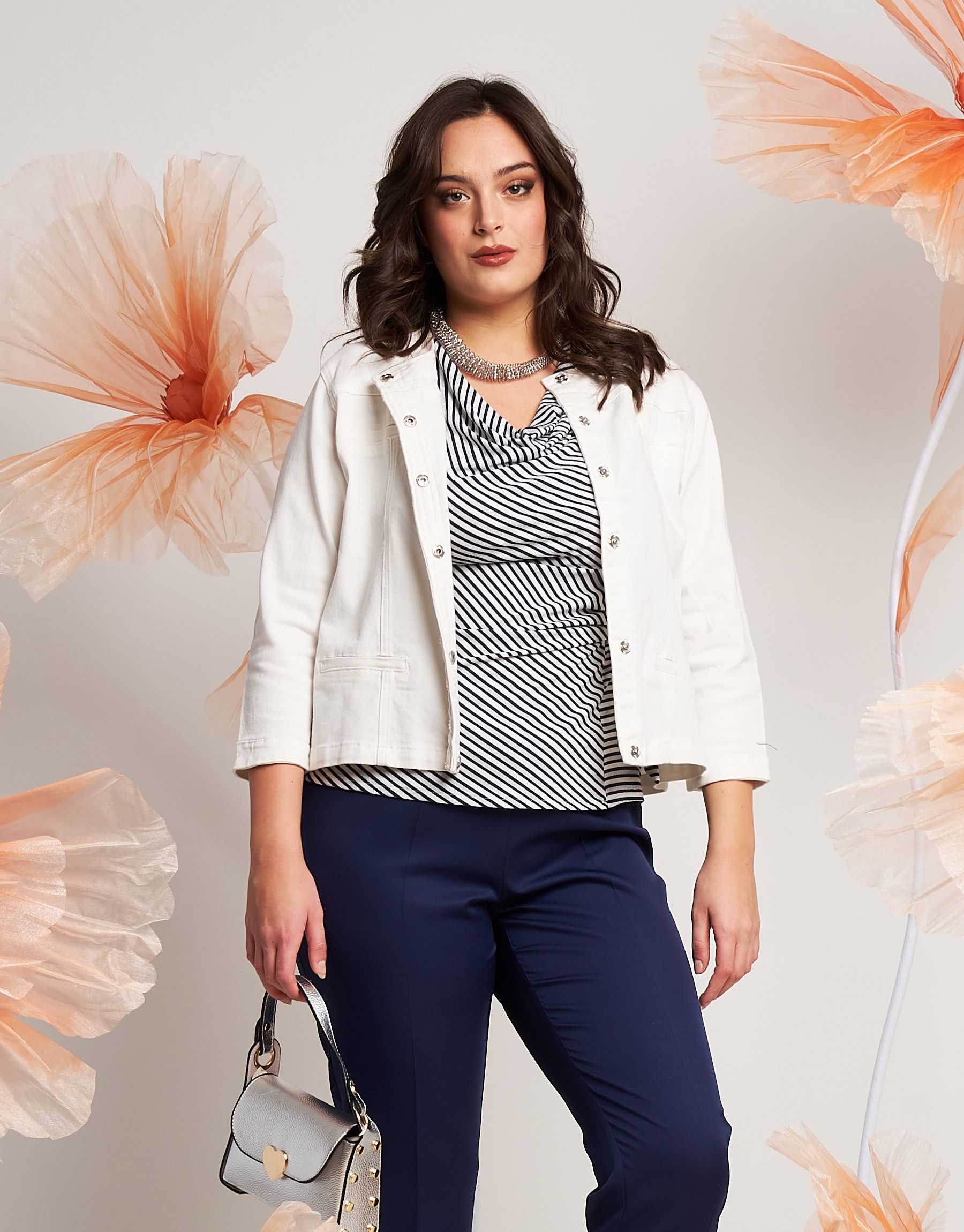 Giubbino in cotone con perle curvy