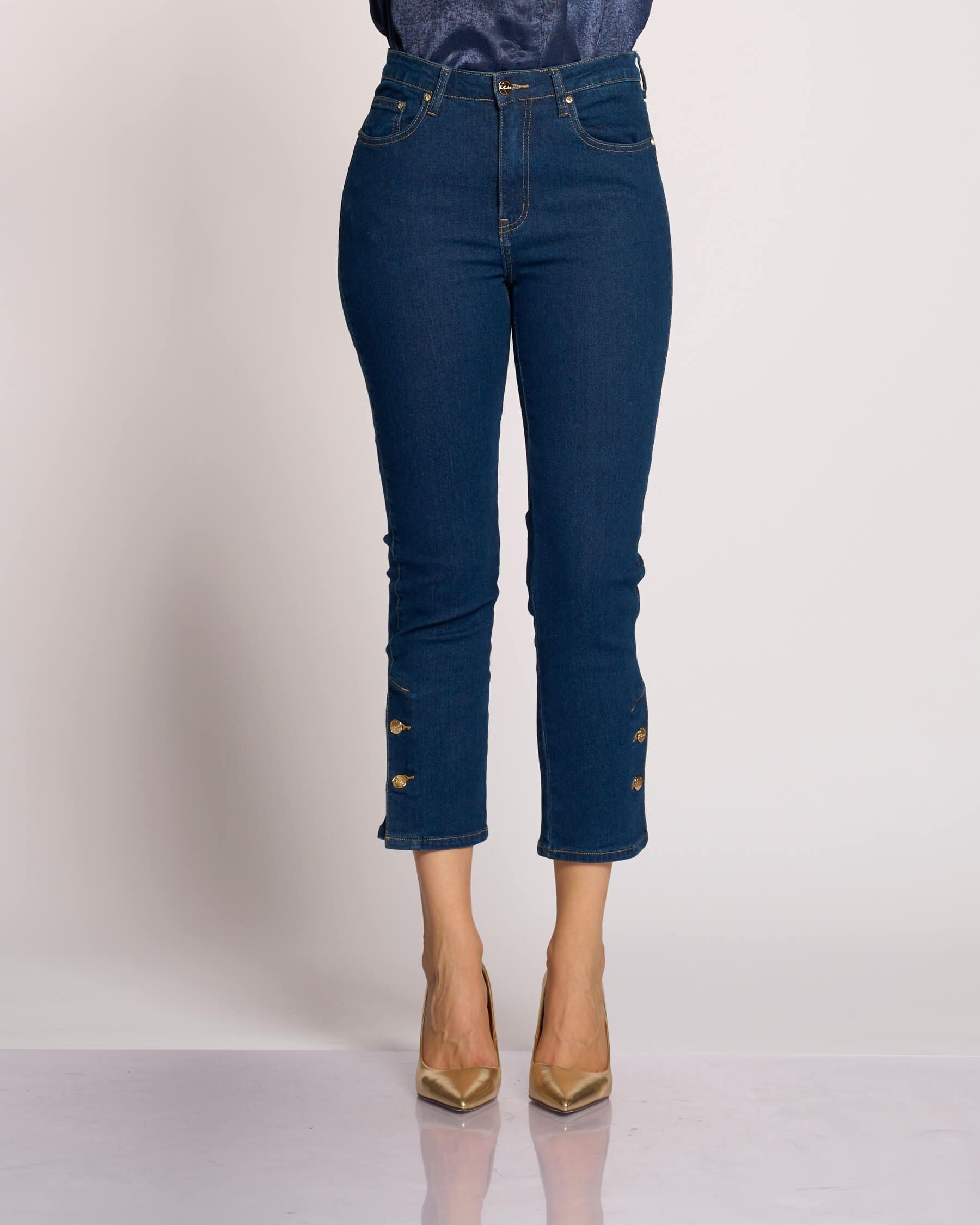 Jeans 5 tasche con bottoni