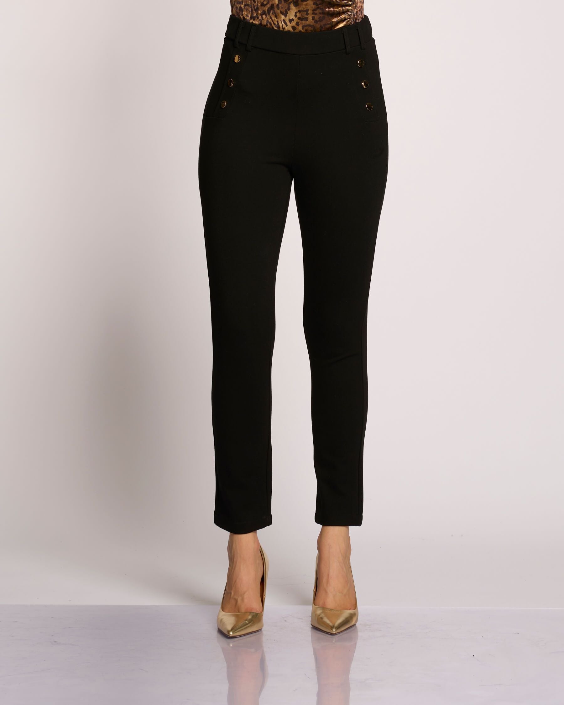 Leggins con finte tasche e bottoni