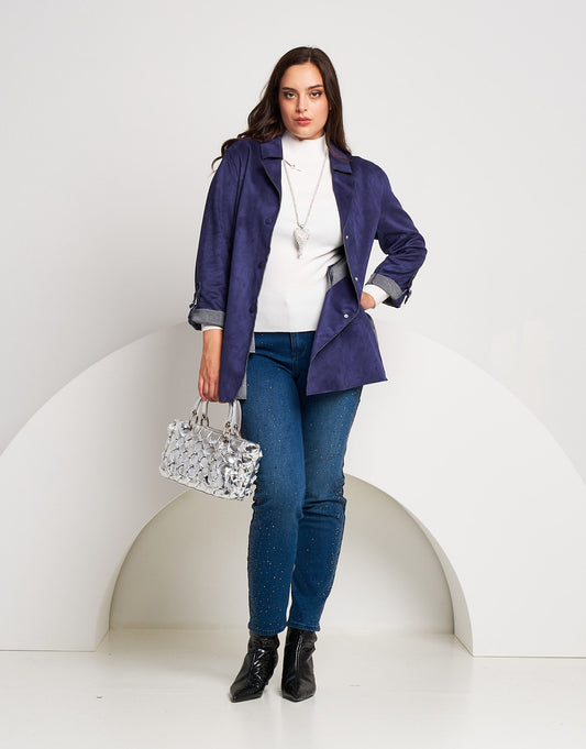 Lupetto a coste con diamanti