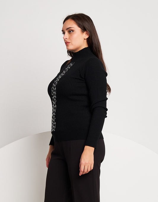 Lupetto riga in strass animalier