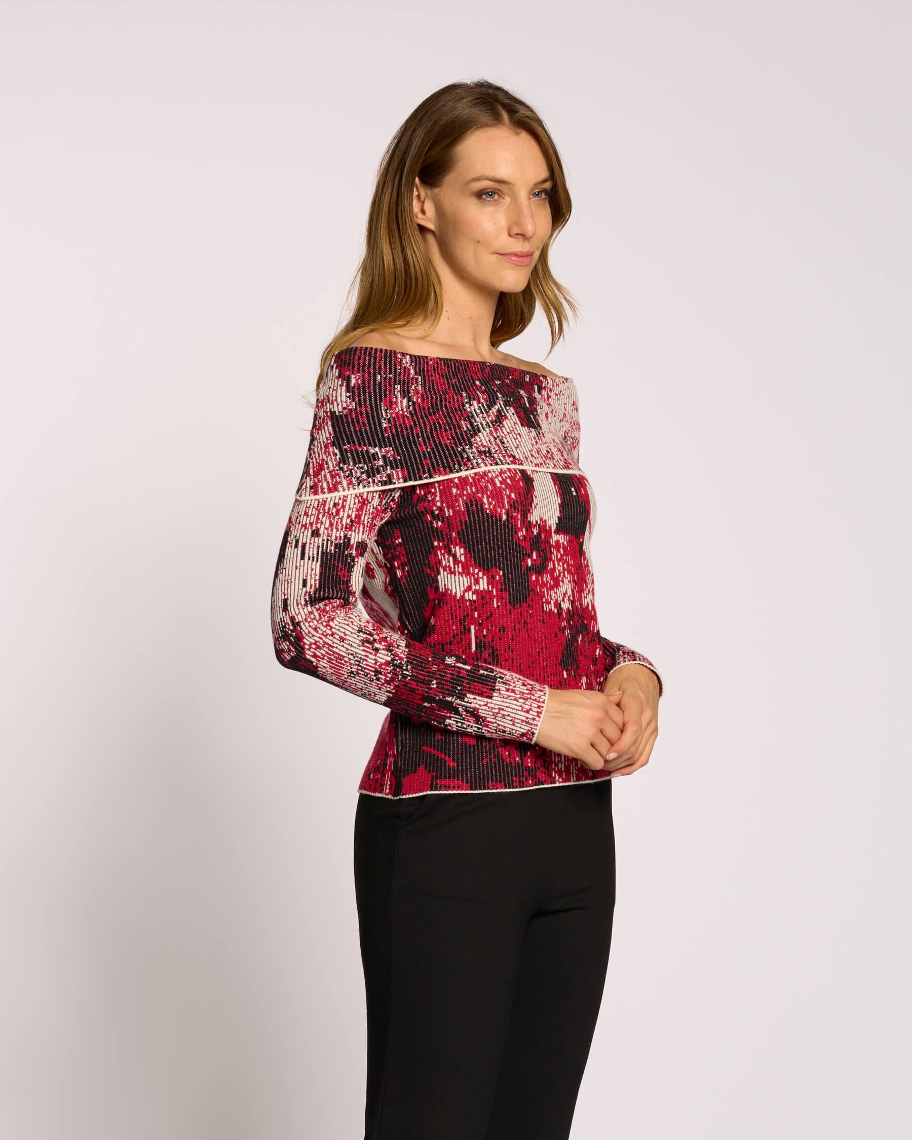 Maglia a coste con spalle scoperte