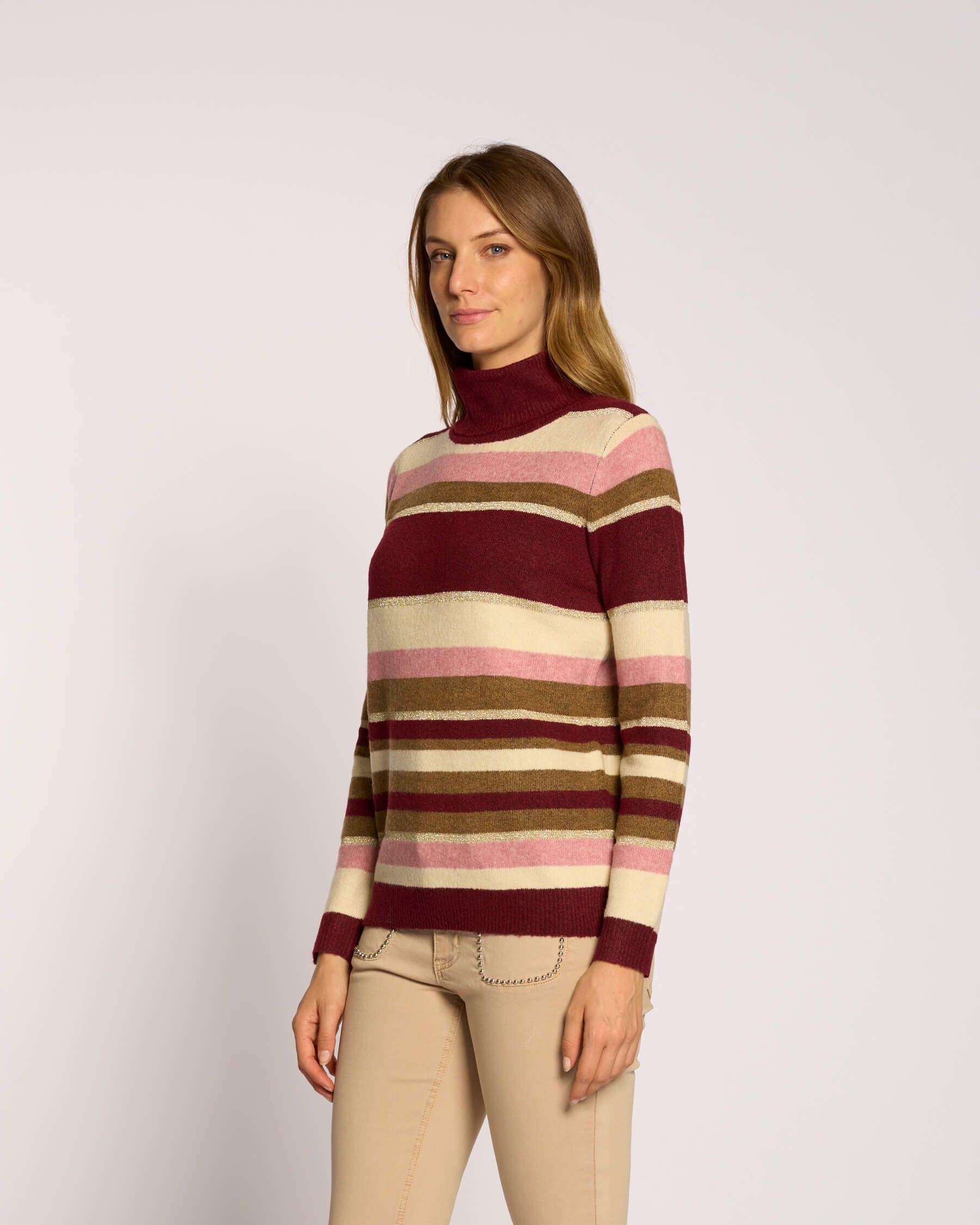 Maglia a righe con collo alto