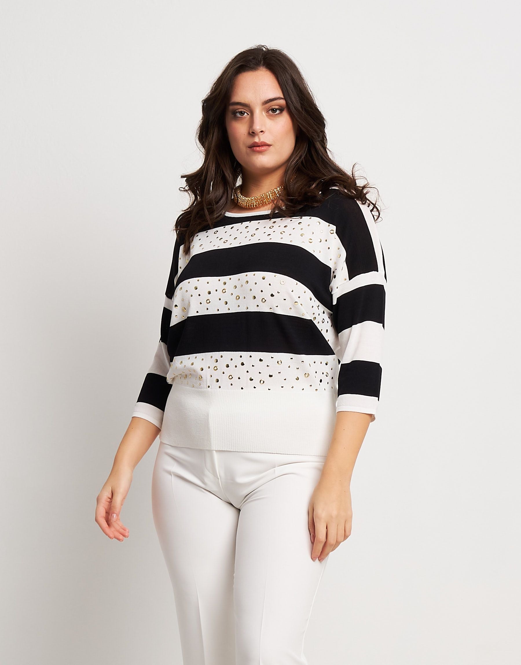 Maglia a righe con dettagli curvy