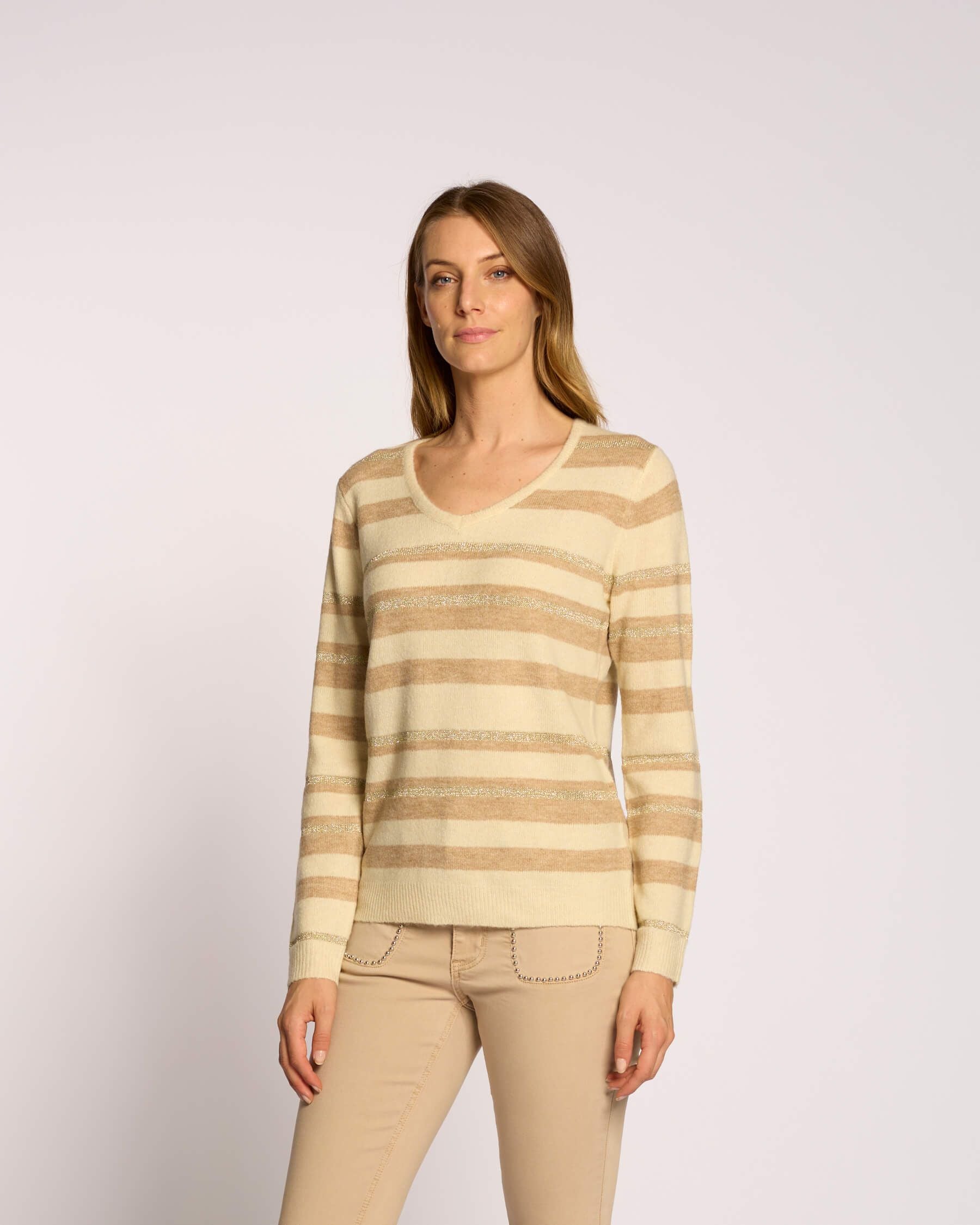 Maglia a righe con scollo a V