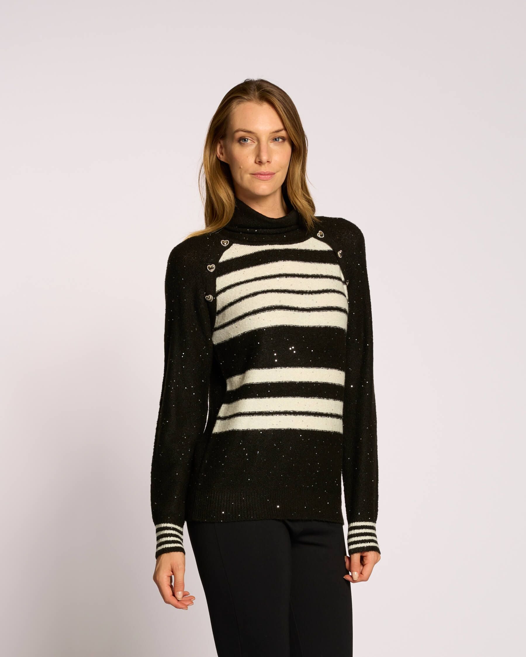 Maglia a righe in filato con paillettes