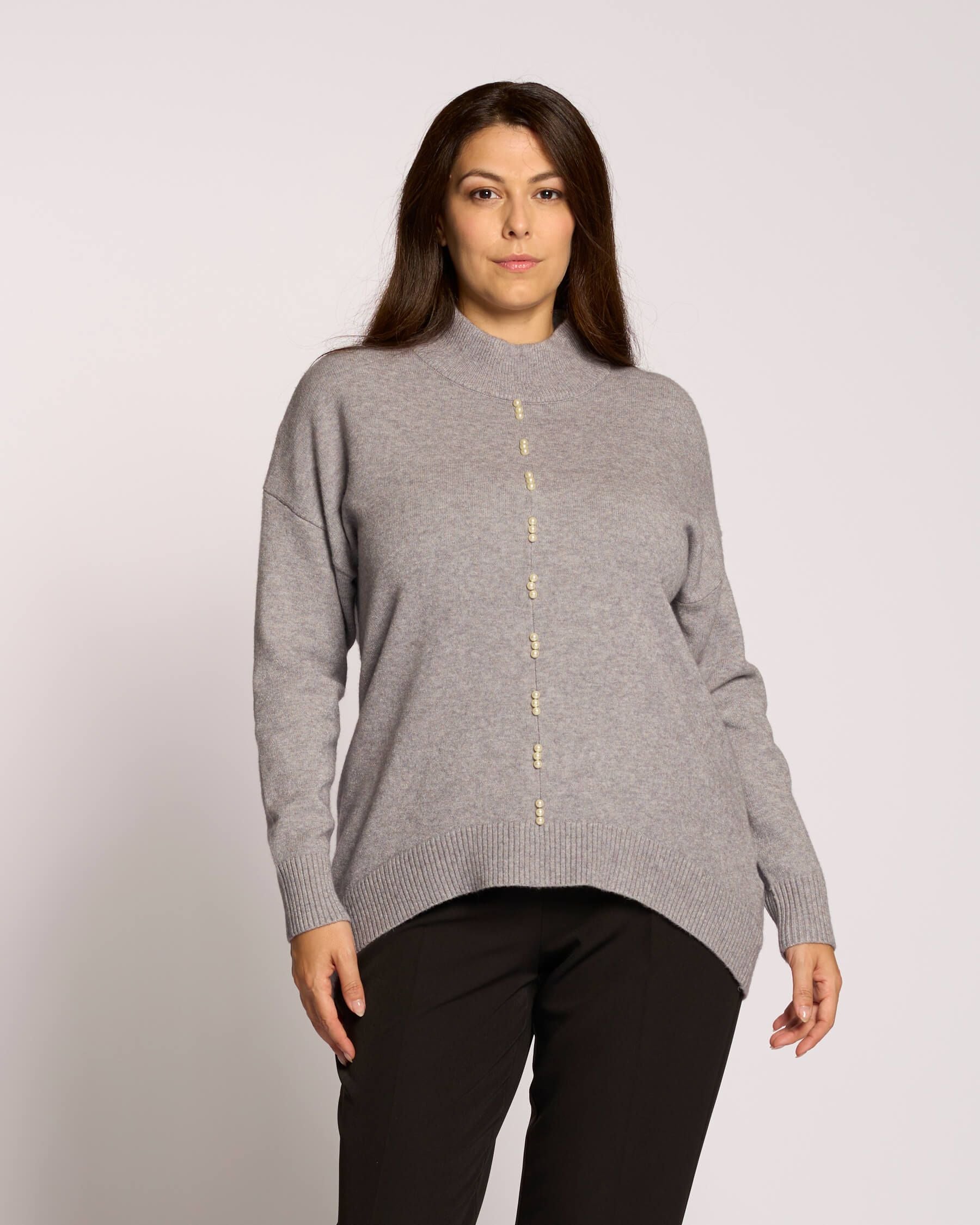 Maglia collo alto con perle curvy