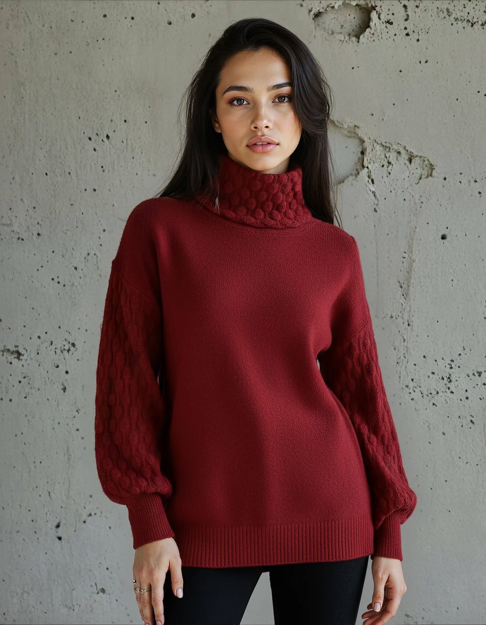 Maglia collo alto con ricami