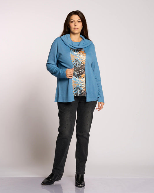 Maglia con collo a ciambella e stampa curvy