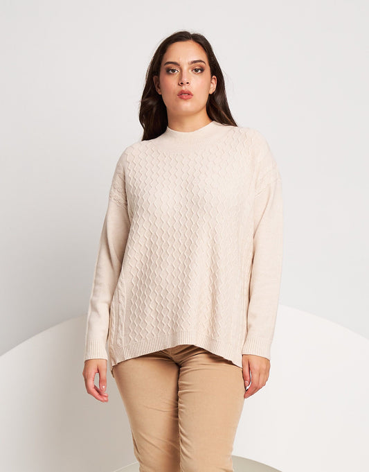 Maglia con coste e fondo stondato curvy