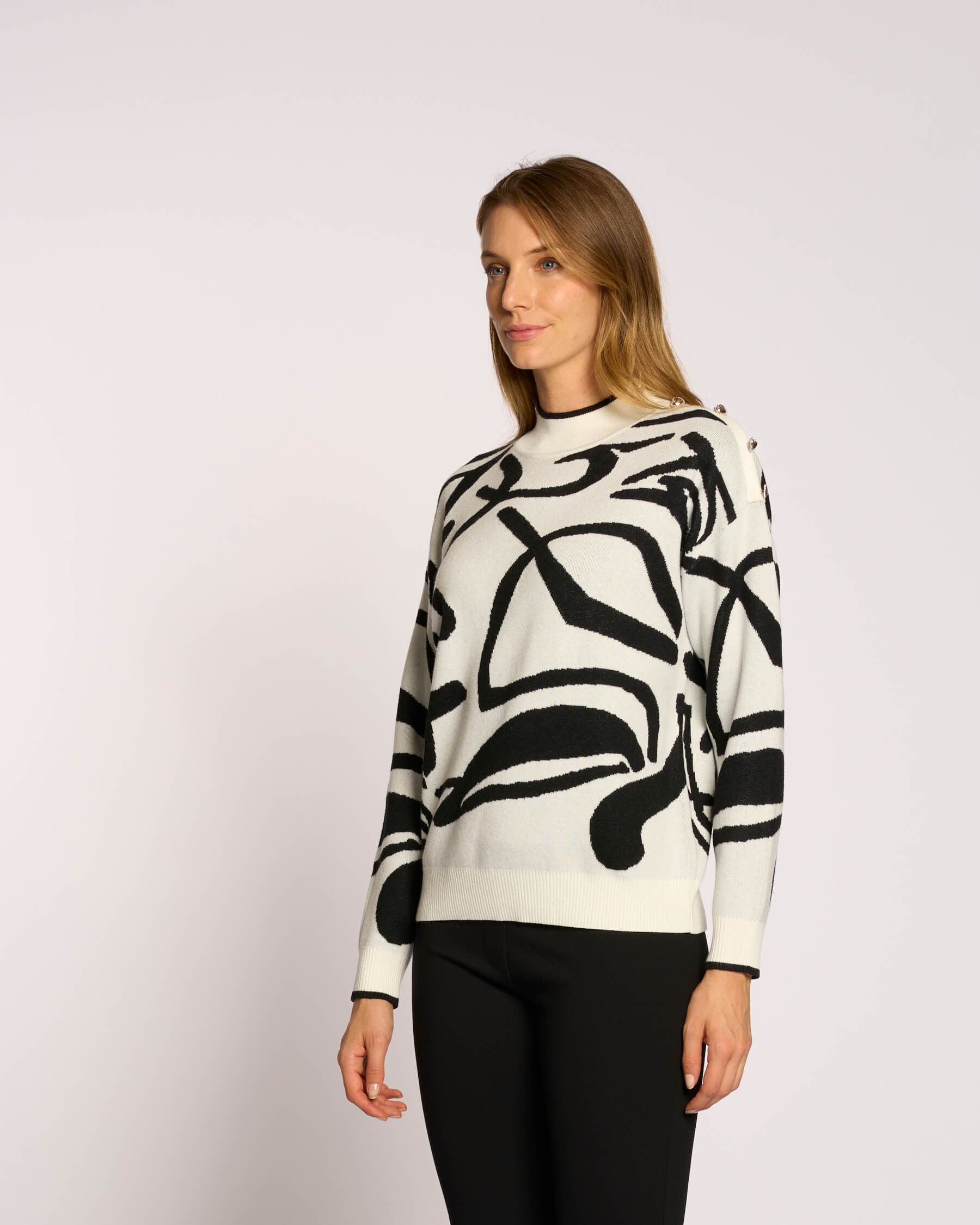 Maglia con disegno astratto e bottoni