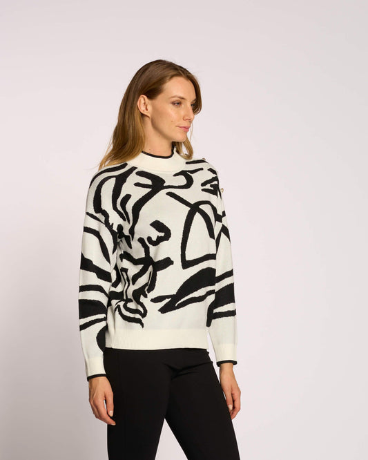 Maglia con disegno astratto e bottoni