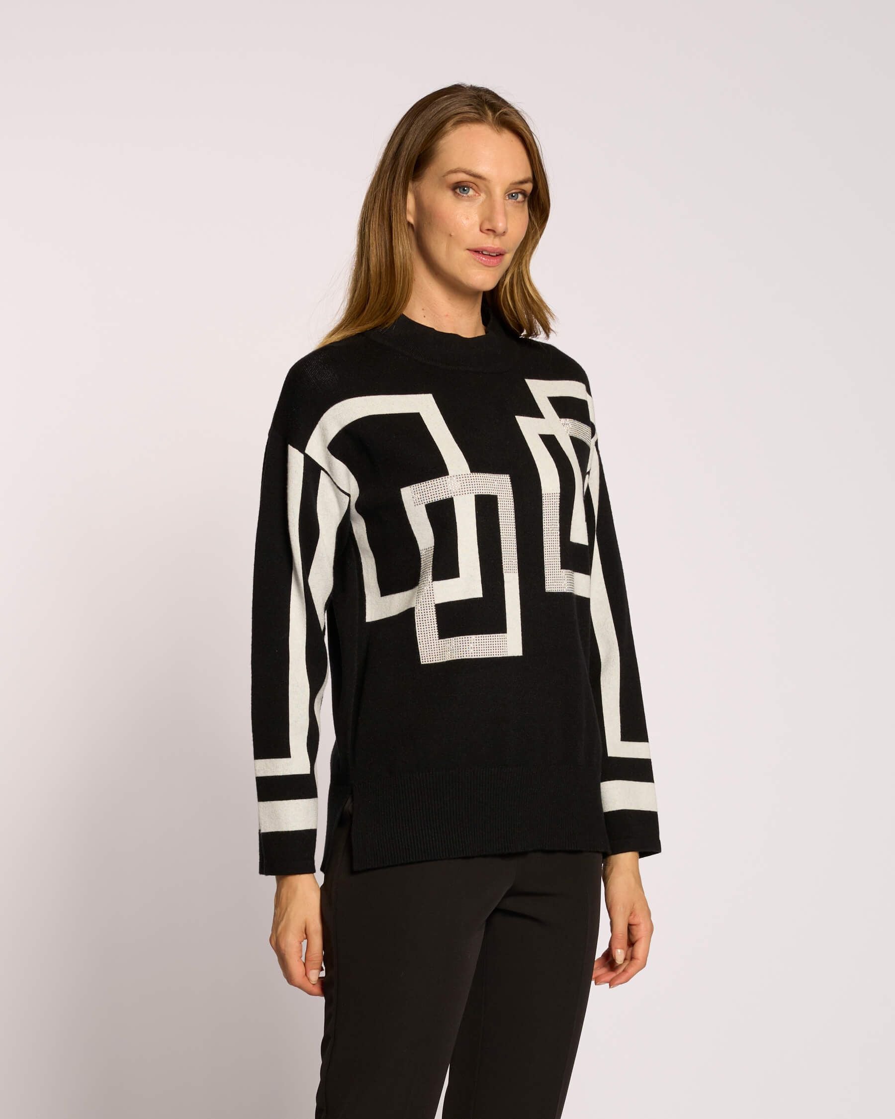 Maglia con disegno e strass
