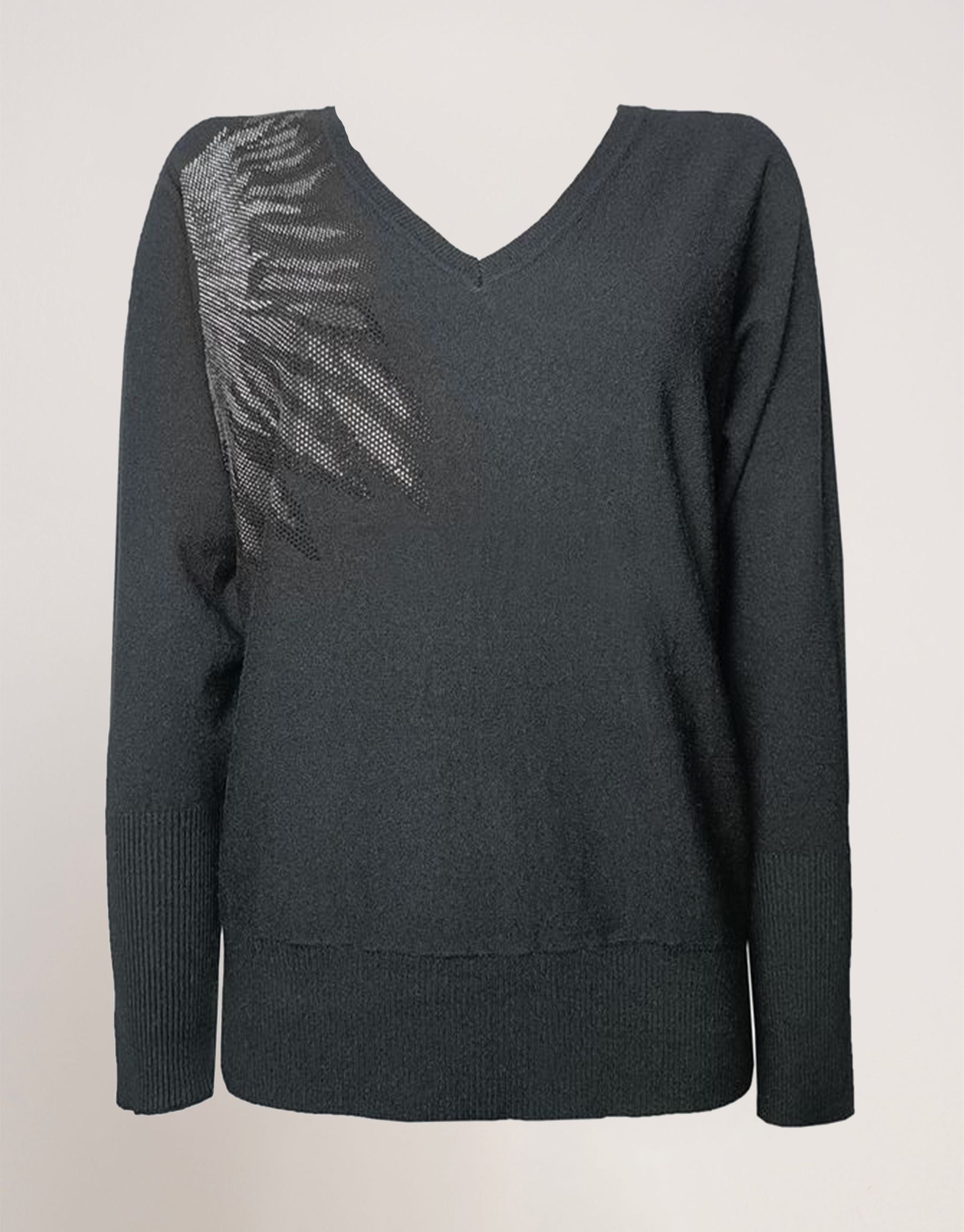 Maglia con fiore in strass