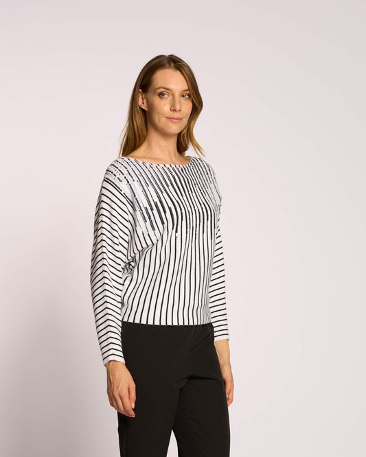 Maglia con maniche a pipistrello e paillettes