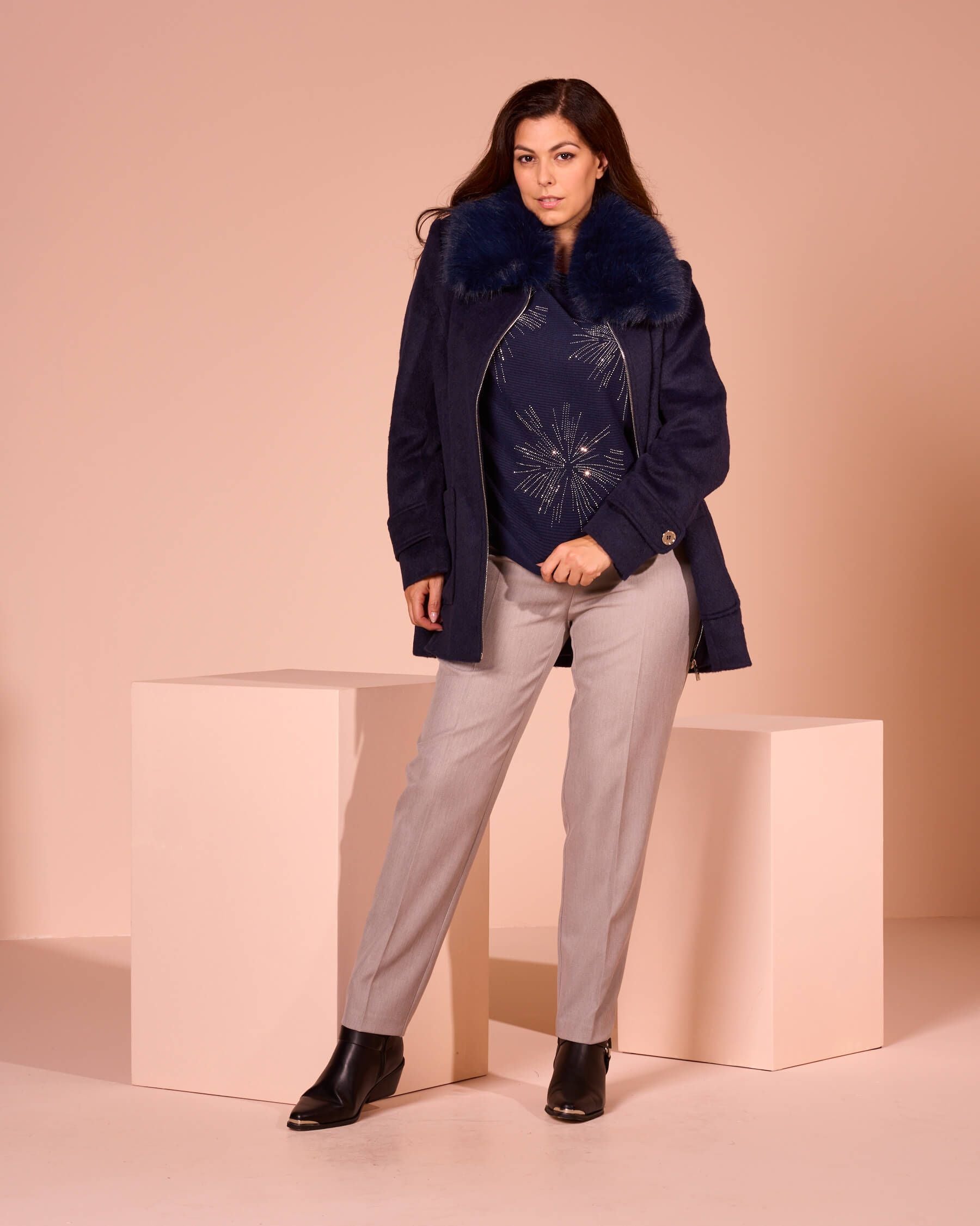 Maglia con maniche pipistrello con strass curvy