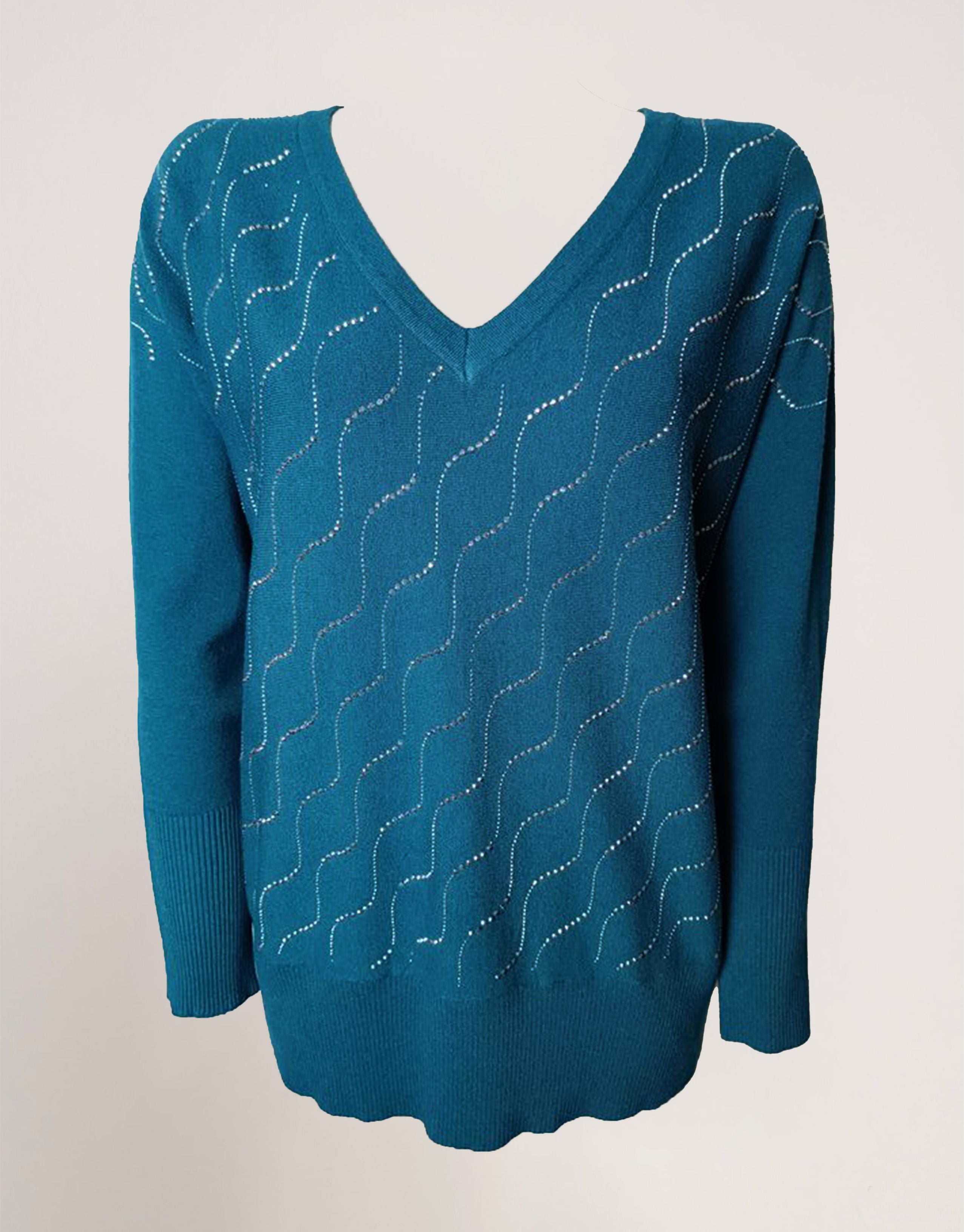 Maglia con onde di strass