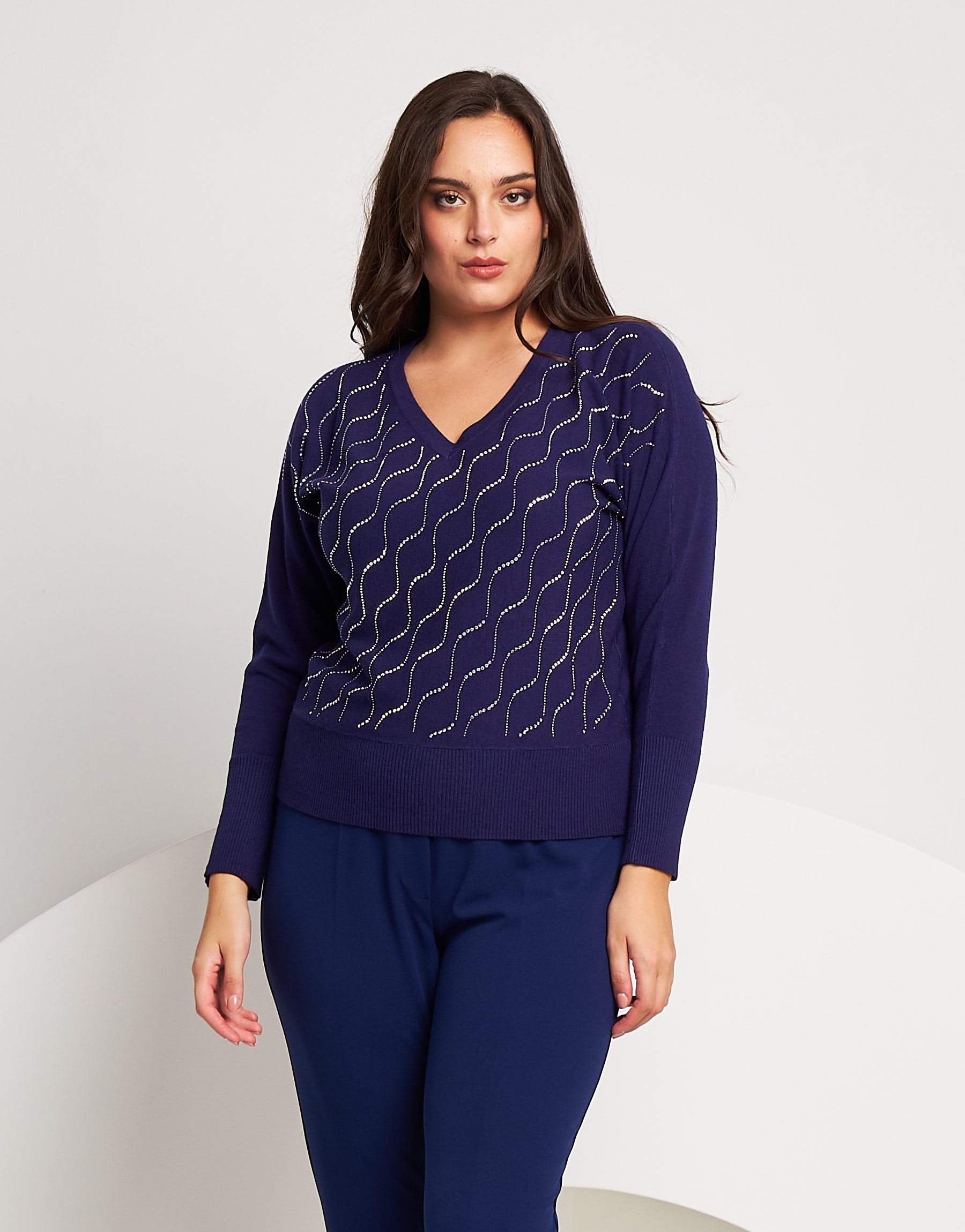 Maglia con onde di strass curvy